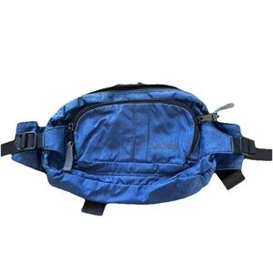 LL Bean Fanny Pack Bag Multi Pocket Blue Nylon Vintage